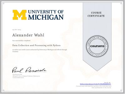 Coursera Data Collection Certificate